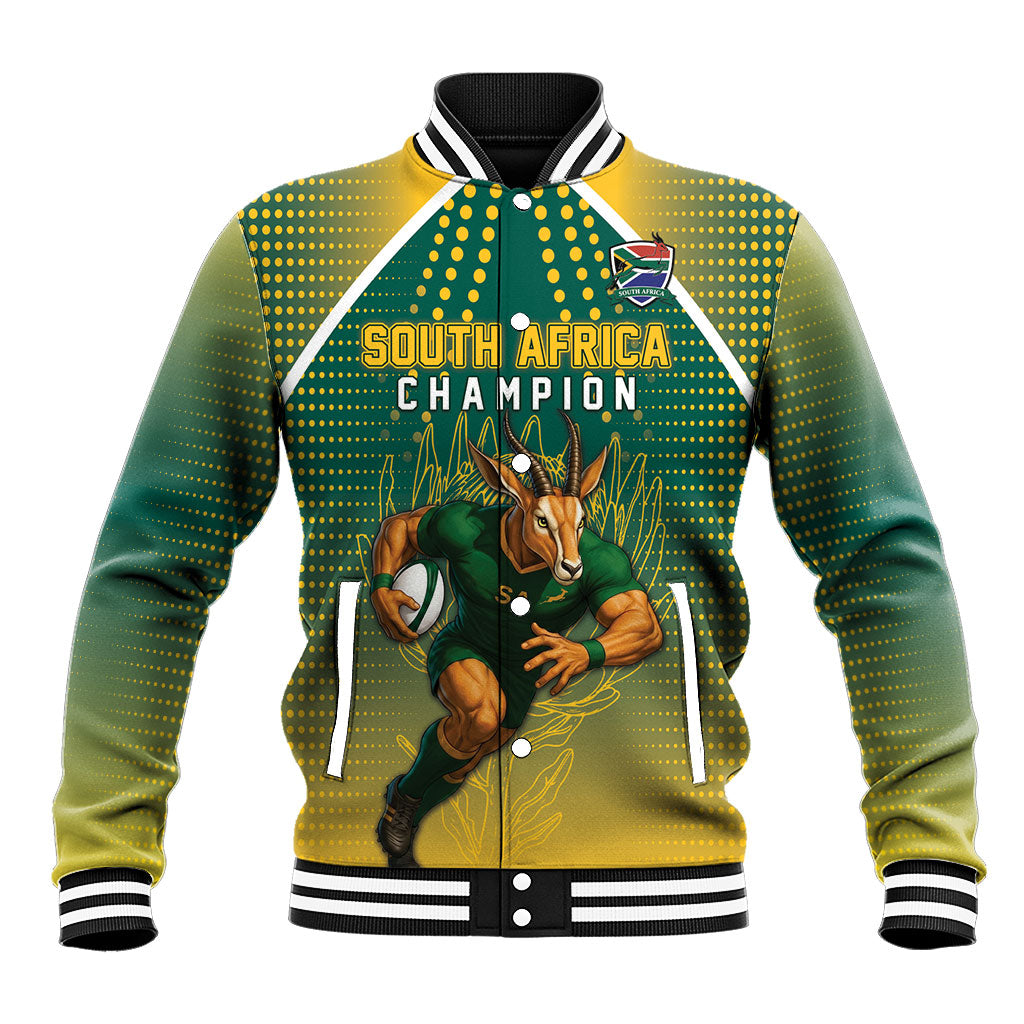 Custom South Africa Rugby Baseball Jacket Go Springboks Mascot Champion