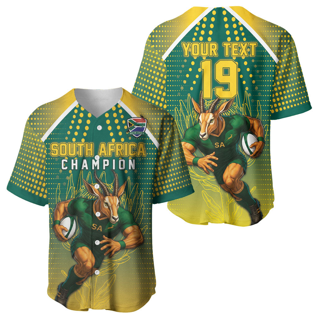 Custom South Africa Rugby Baseball Jersey Go Springboks Mascot Champion