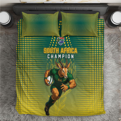 South Africa Rugby Bedding Set Go Springboks Mascot Champion