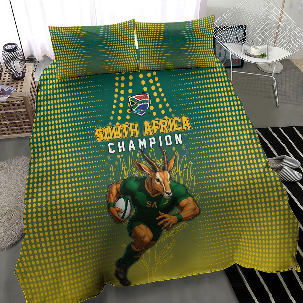 South Africa Rugby Bedding Set Go Springboks Mascot Champion