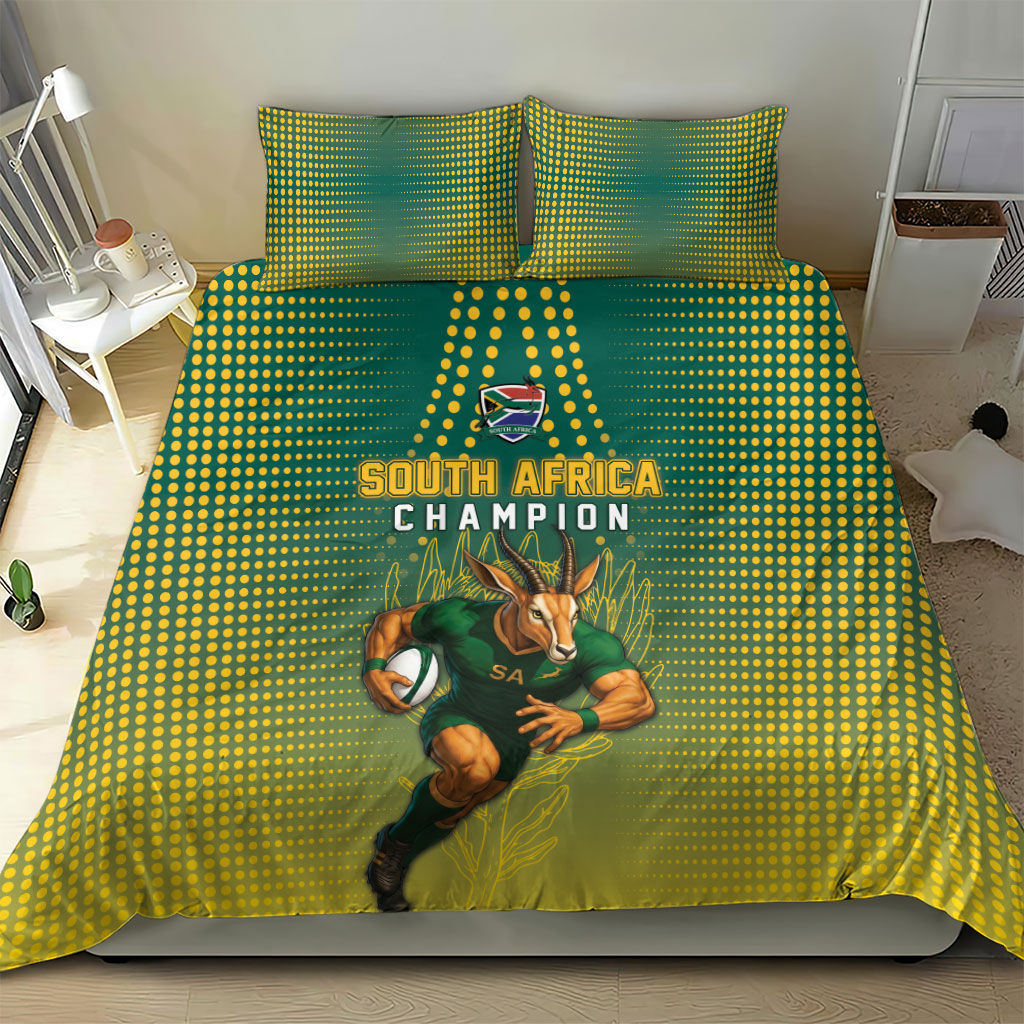 South Africa Rugby Bedding Set Go Springboks Mascot Champion