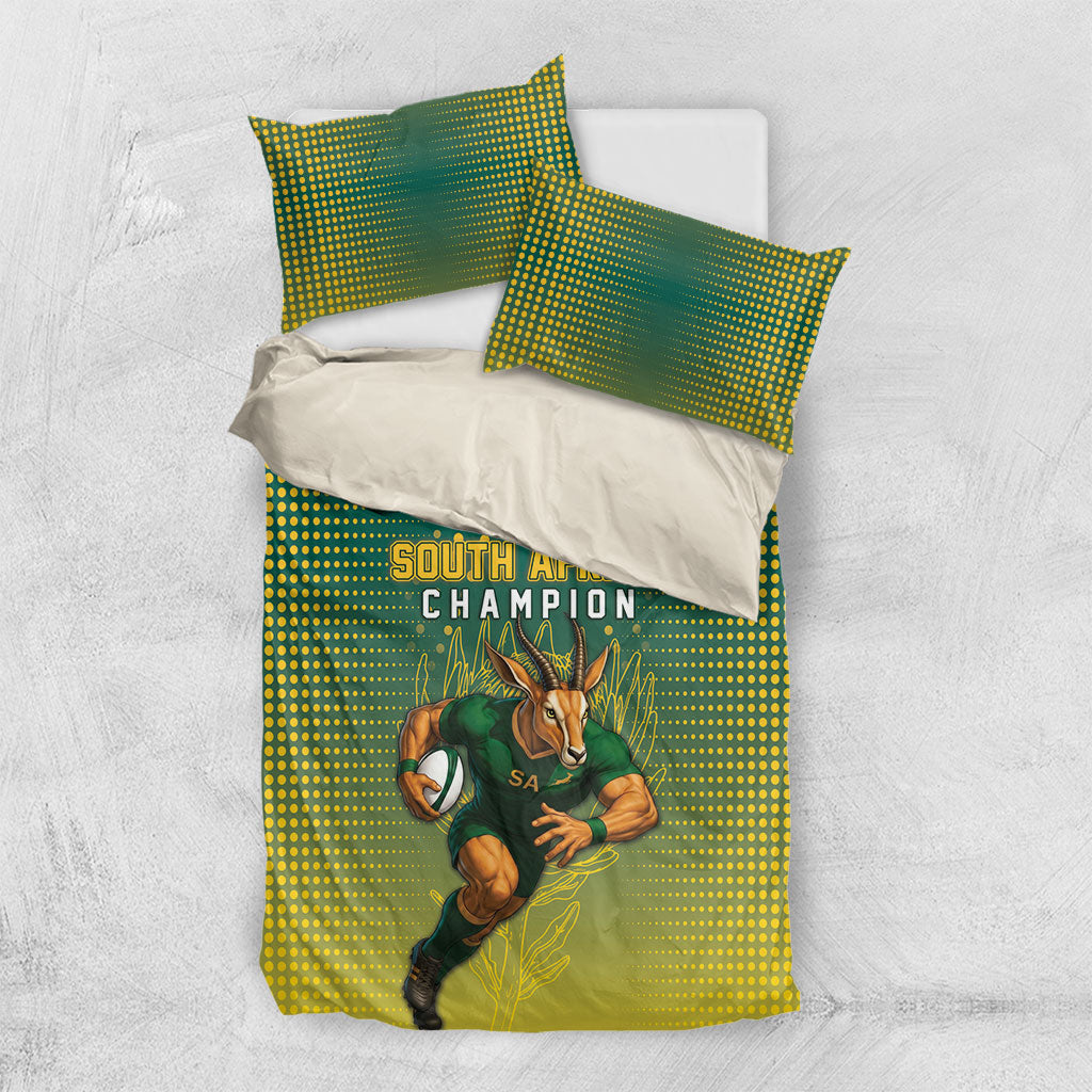 South Africa Rugby Bedding Set Go Springboks Mascot Champion