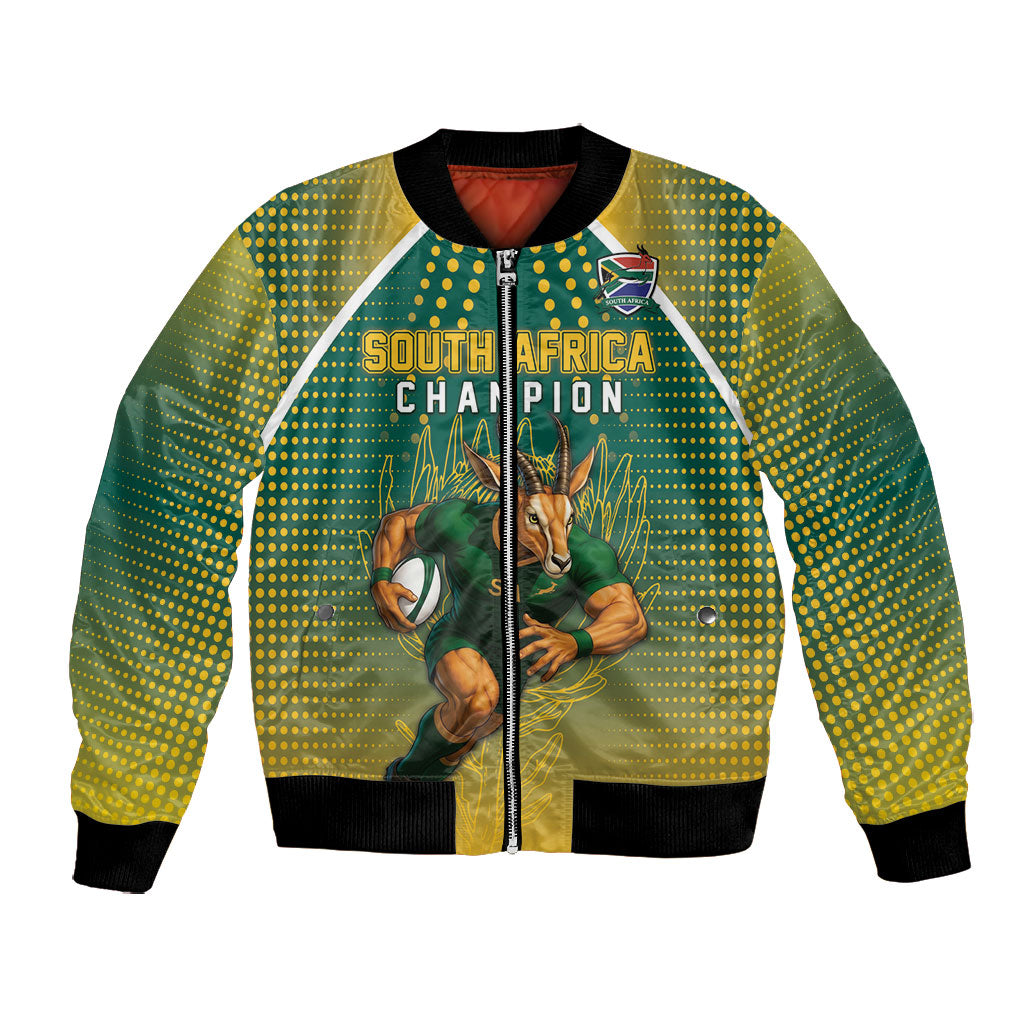 Custom South Africa Rugby Bomber Jacket Go Springboks Mascot Champion