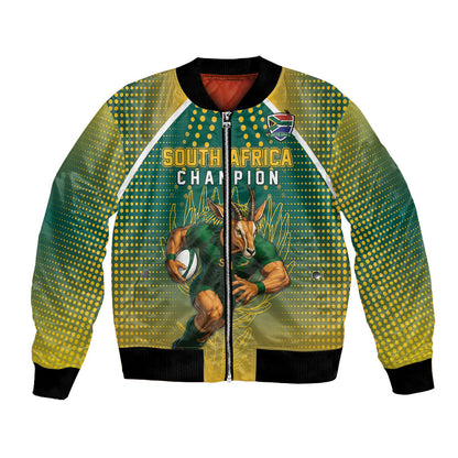 Custom South Africa Rugby Bomber Jacket Go Springboks Mascot Champion