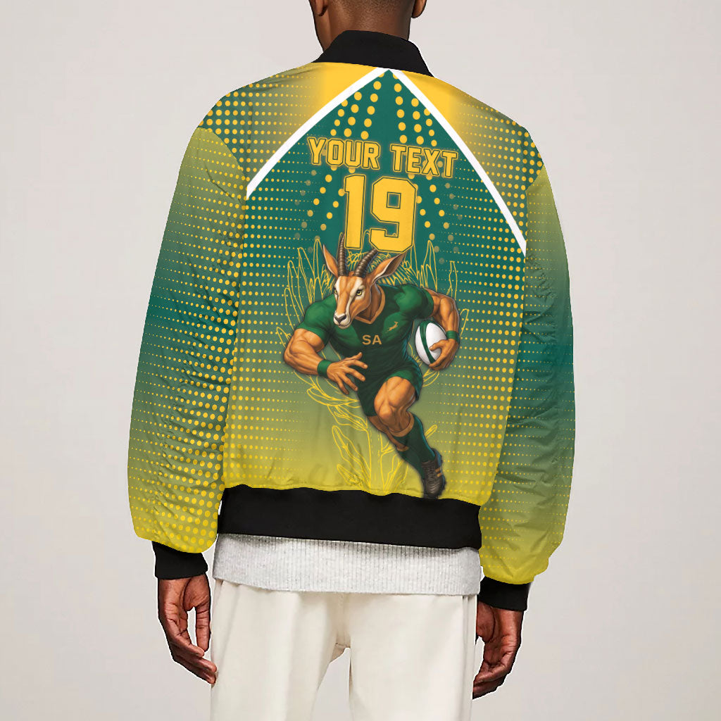 Custom South Africa Rugby Bomber Jacket Go Springboks Mascot Champion