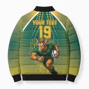 Custom South Africa Rugby Bomber Puffer Jacket Go Springboks Mascot Champion