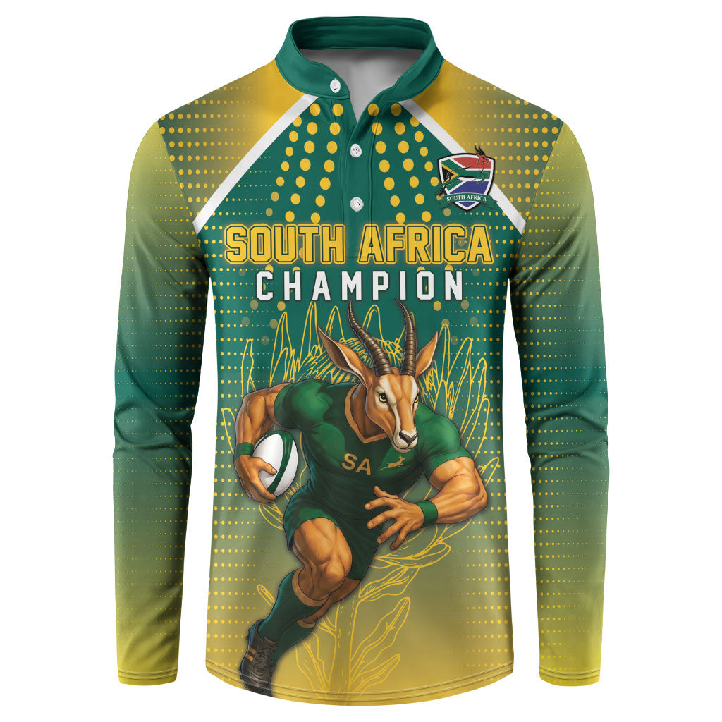 Custom South Africa Rugby Button Sweatshirt Go Springboks Mascot Champion