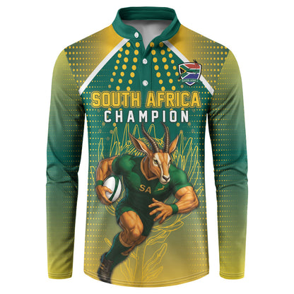 Custom South Africa Rugby Button Sweatshirt Go Springboks Mascot Champion