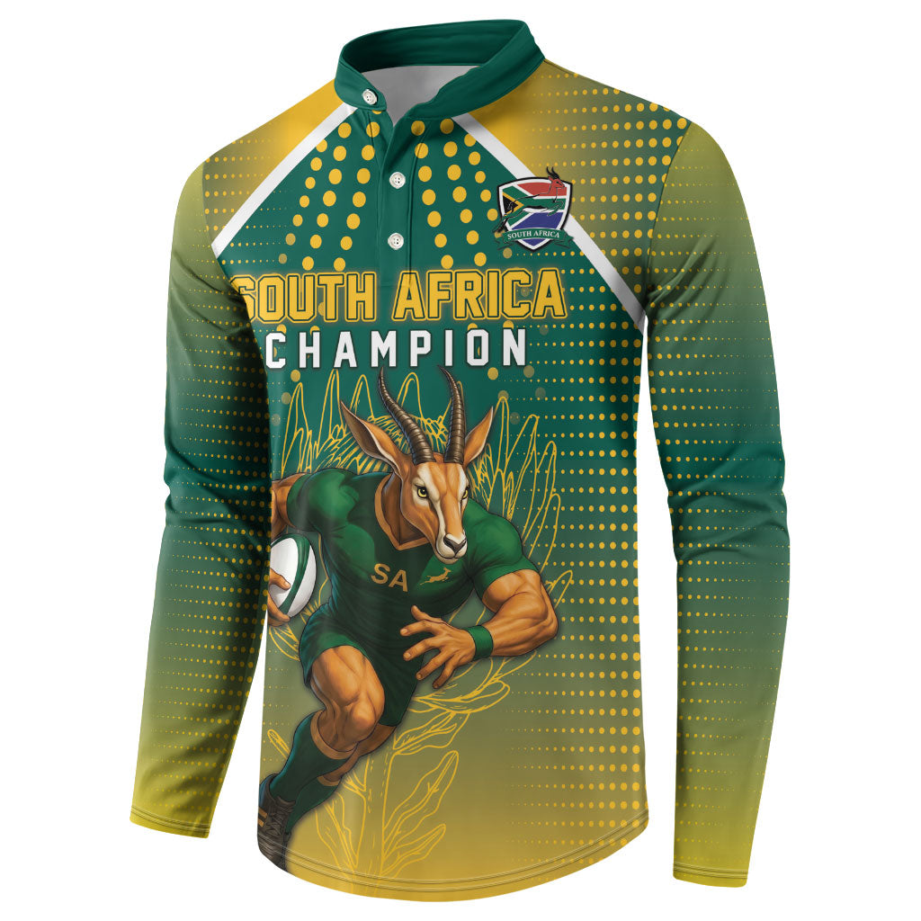 Custom South Africa Rugby Button Sweatshirt Go Springboks Mascot Champion