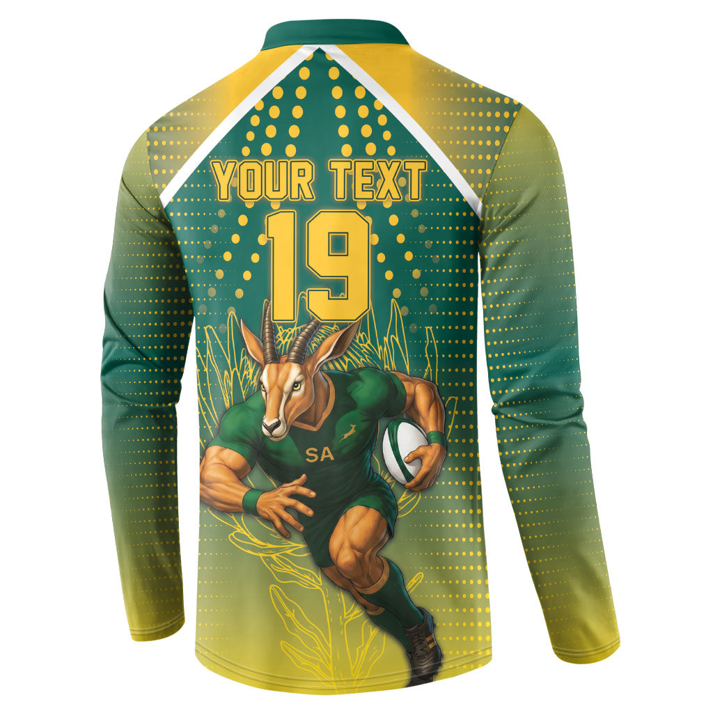 Custom South Africa Rugby Button Sweatshirt Go Springboks Mascot Champion