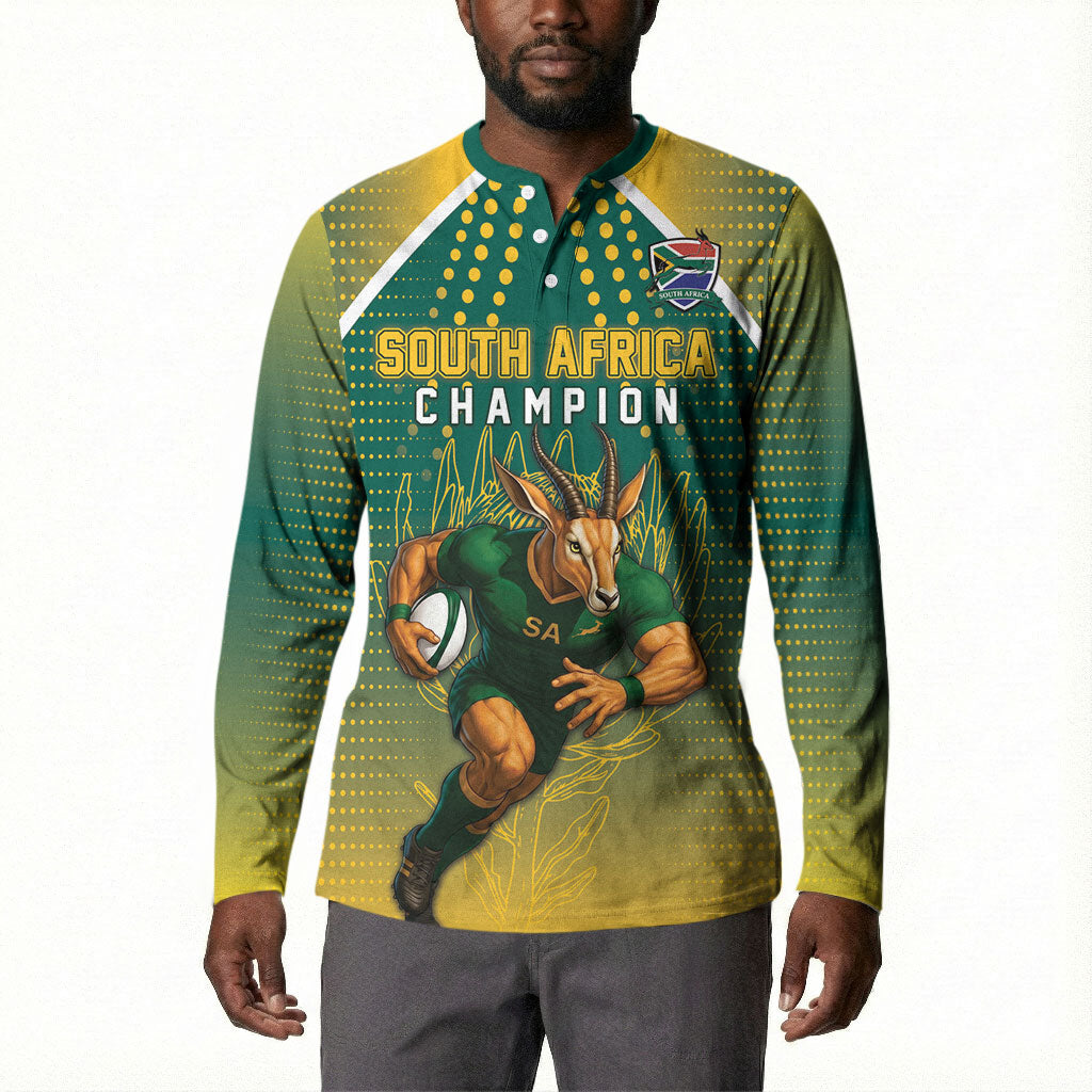 Custom South Africa Rugby Button Sweatshirt Go Springboks Mascot Champion