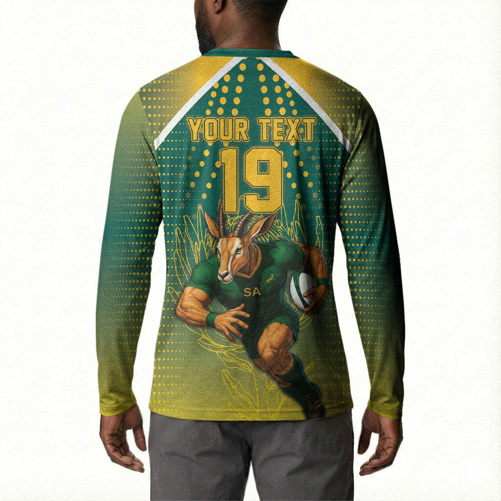 Custom South Africa Rugby Button Sweatshirt Go Springboks Mascot Champion