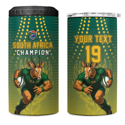 Custom South Africa Rugby 4 in 1 Can Cooler Tumbler Go Springboks Mascot Champion