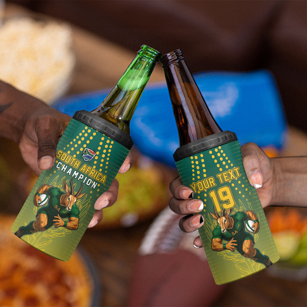 Custom South Africa Rugby 4 in 1 Can Cooler Tumbler Go Springboks Mascot Champion