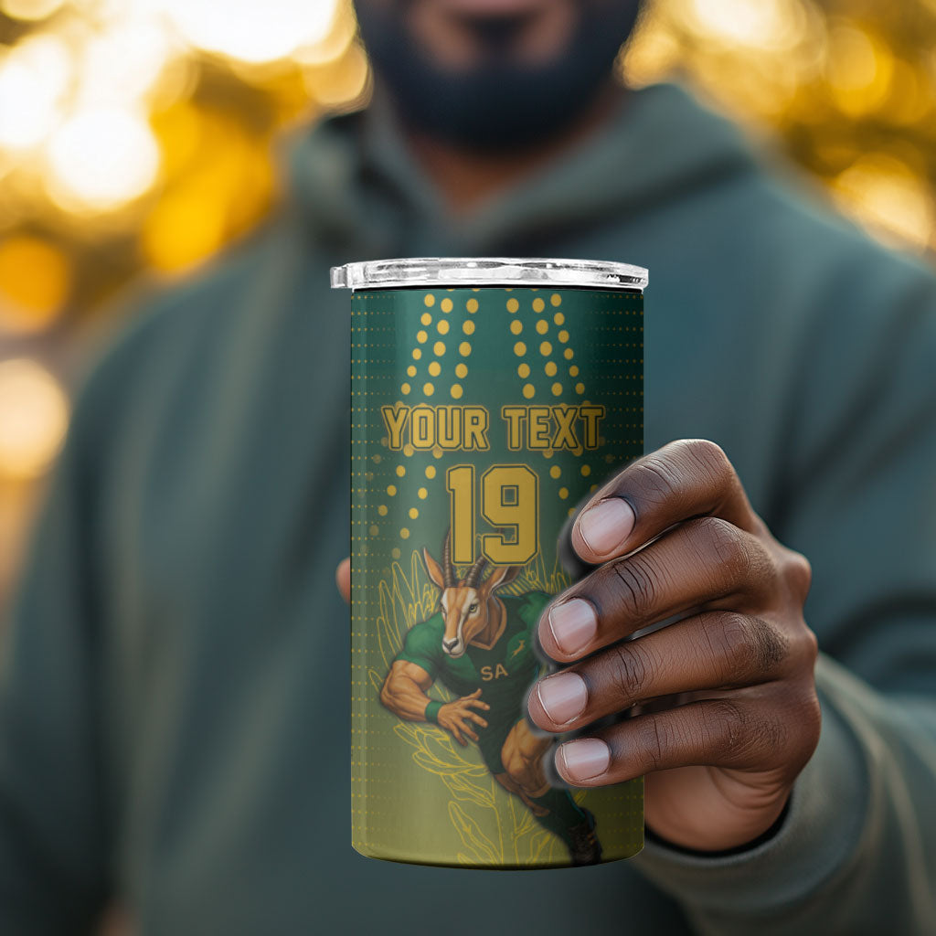 Custom South Africa Rugby 4 in 1 Can Cooler Tumbler Go Springboks Mascot Champion