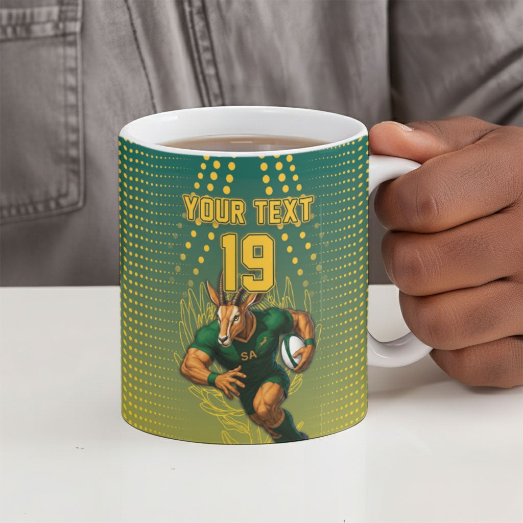 Custom South Africa Rugby Ceramic Mug Go Springboks Mascot Champion