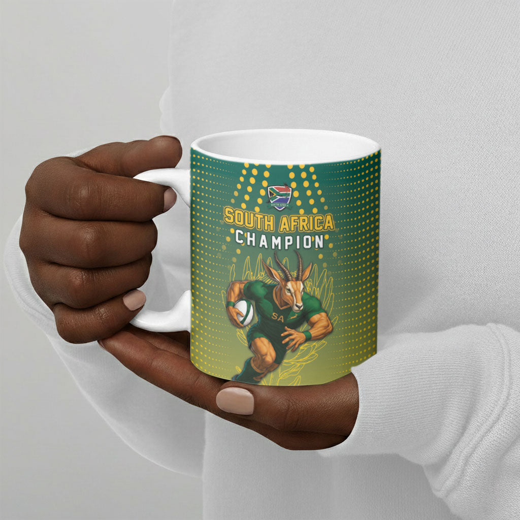 Custom South Africa Rugby Ceramic Mug Go Springboks Mascot Champion