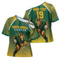 Custom South Africa Rugby Cross Shoulder Shirt Go Springboks Mascot Champion