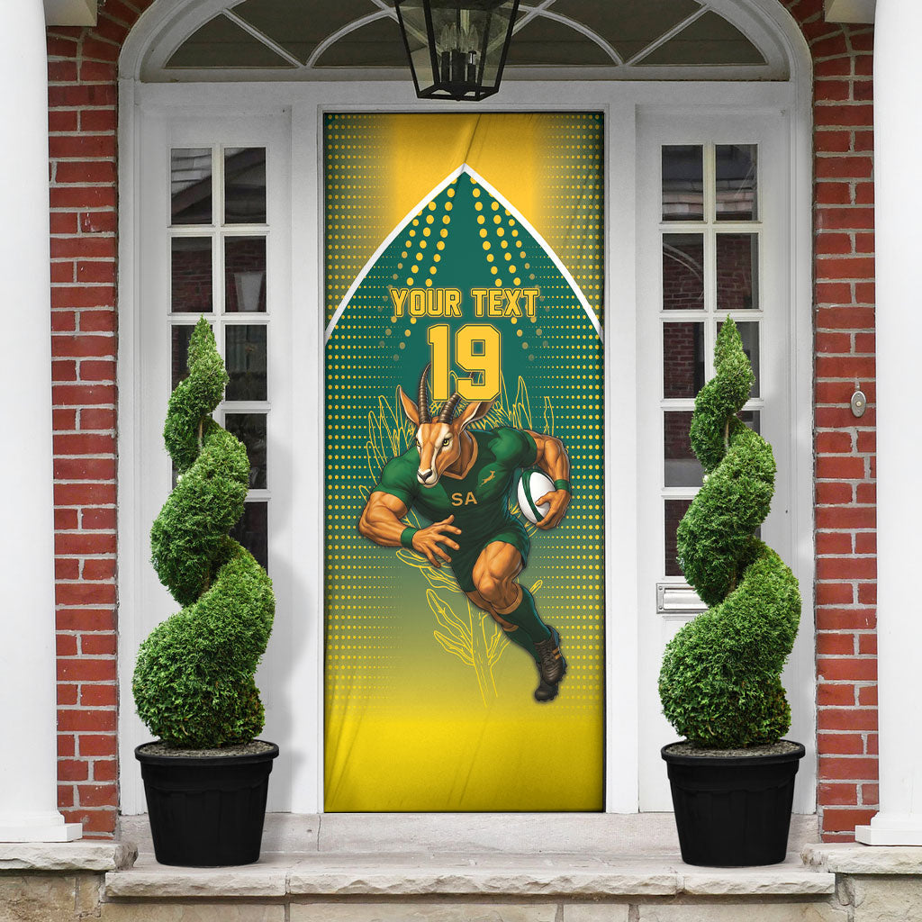 Custom South Africa Rugby Door Cover Go Springboks Mascot Champion