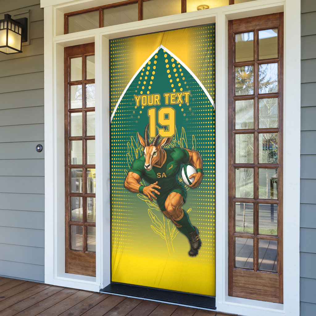 Custom South Africa Rugby Door Cover Go Springboks Mascot Champion
