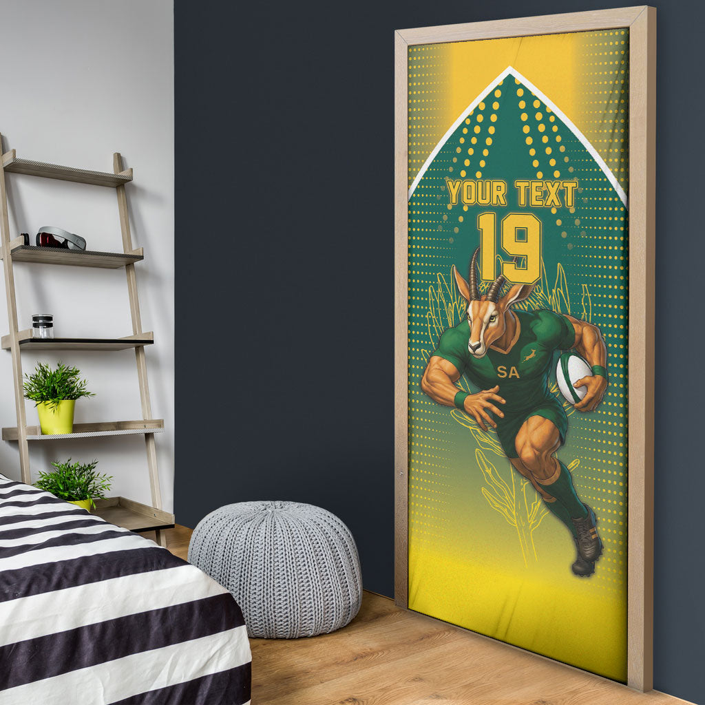 Custom South Africa Rugby Door Cover Go Springboks Mascot Champion