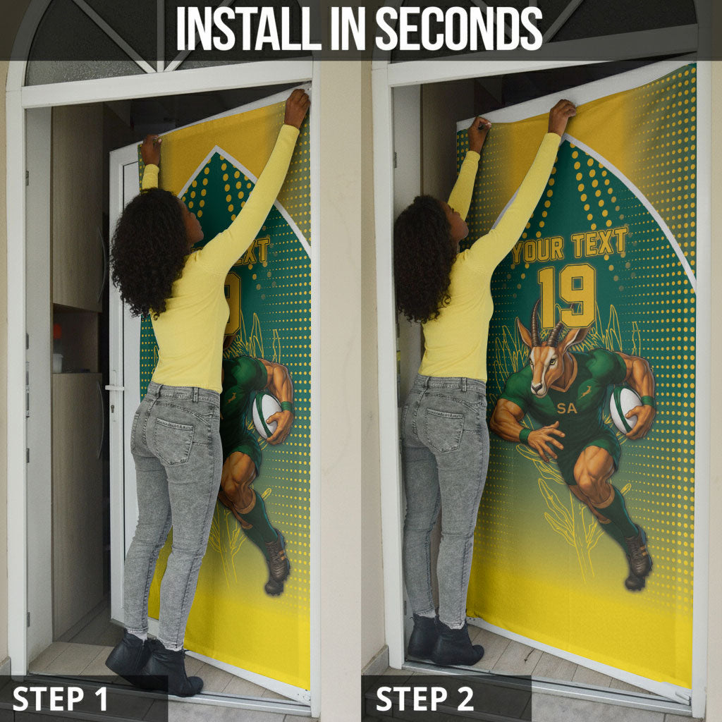 Custom South Africa Rugby Door Cover Go Springboks Mascot Champion