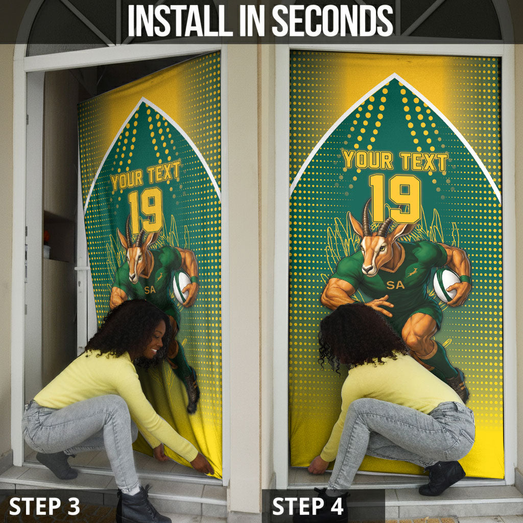 Custom South Africa Rugby Door Cover Go Springboks Mascot Champion