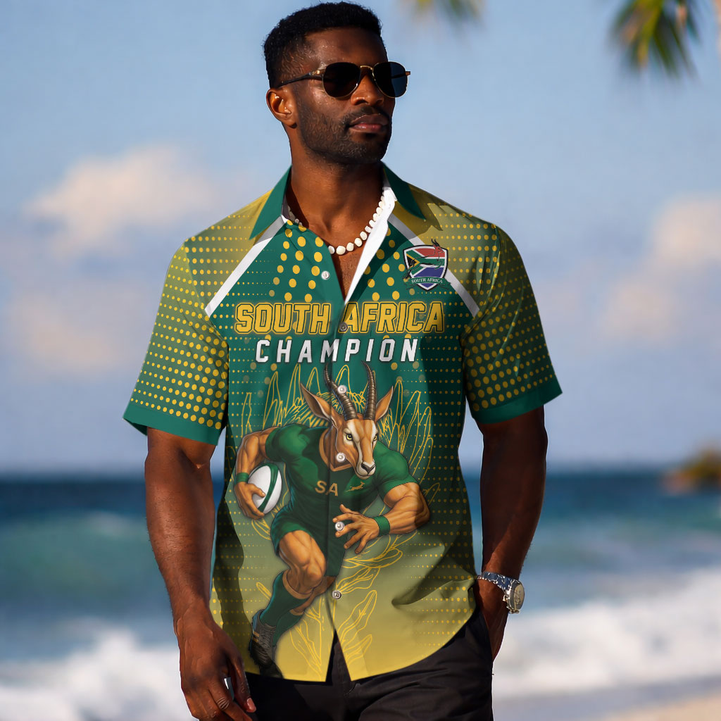 Custom South Africa Rugby Hawaiian Shirt Go Springboks Mascot Champion