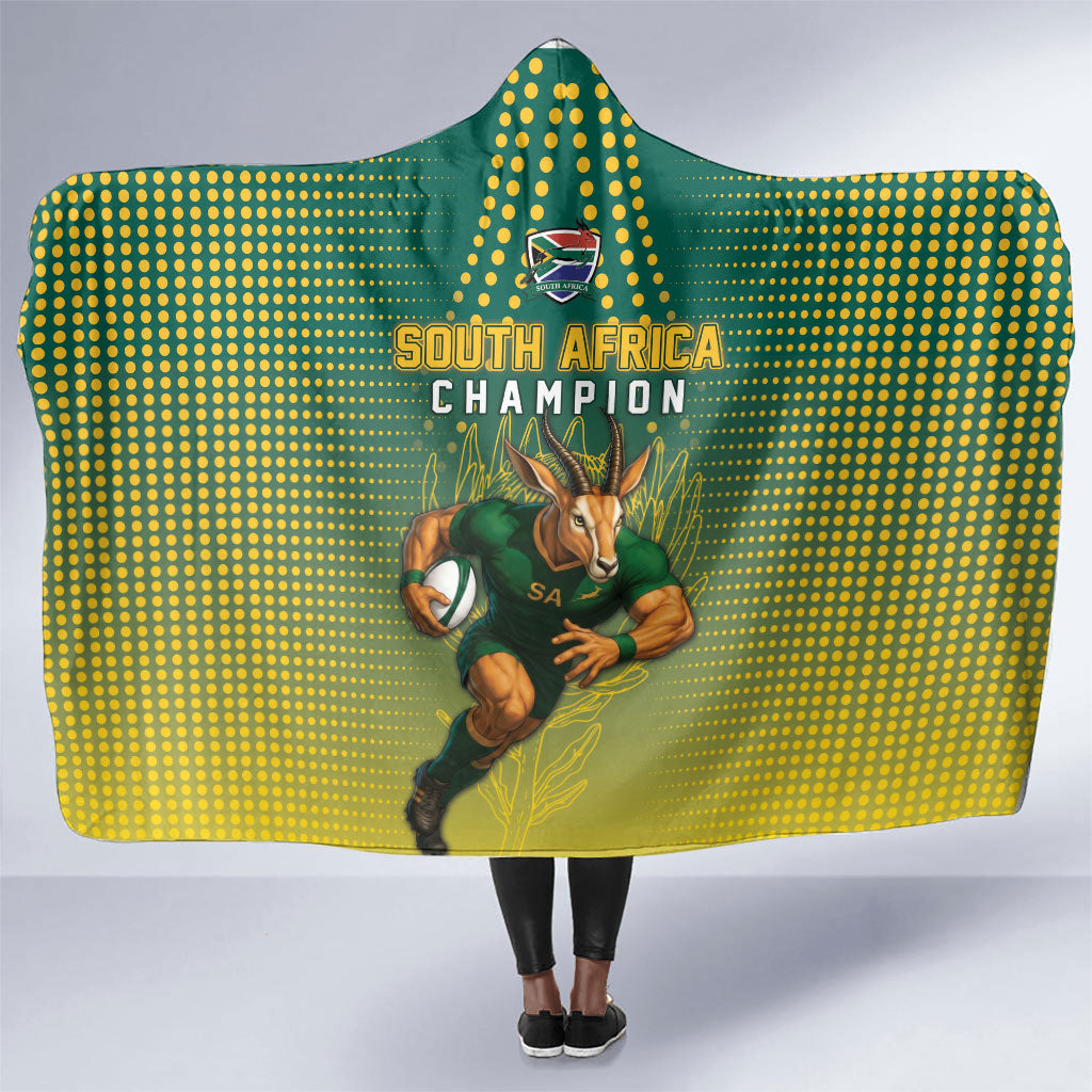 South Africa Rugby Hooded Blanket Go Springboks Mascot Champion