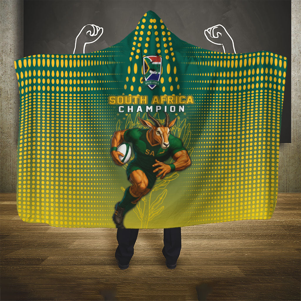 South Africa Rugby Hooded Blanket Go Springboks Mascot Champion
