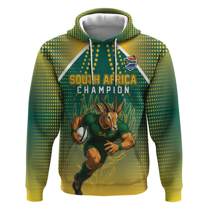 Custom South Africa Rugby Hoodie Go Springboks Mascot Champion