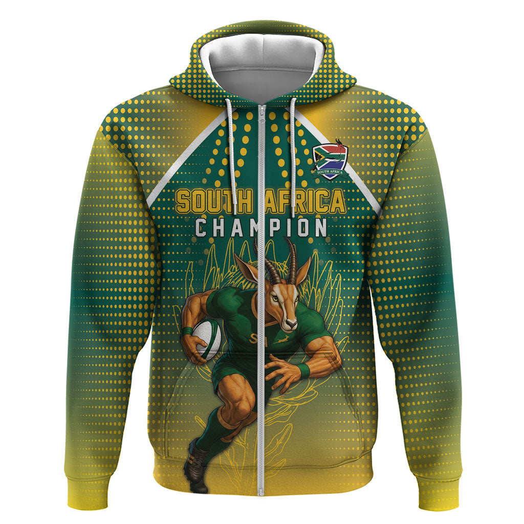 Custom South Africa Rugby Hoodie Go Springboks Mascot Champion
