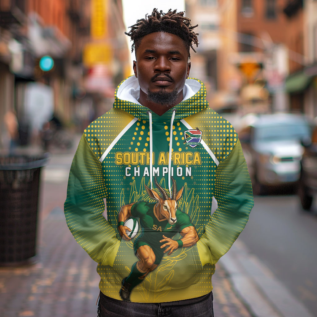 Custom South Africa Rugby Hoodie Go Springboks Mascot Champion
