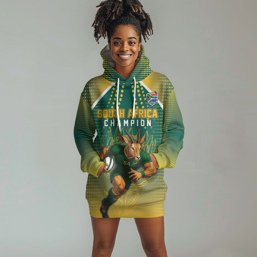 Custom South Africa Rugby Hoodie Dress Go Springboks Mascot Champion