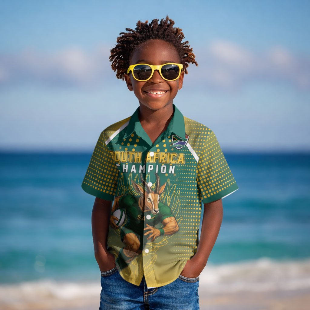 Custom South Africa Rugby Kid Hawaiian Shirt Go Springboks Mascot Champion