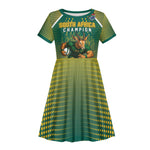 Custom South Africa Rugby Kid Short Sleeve Dress Go Springboks Mascot Champion