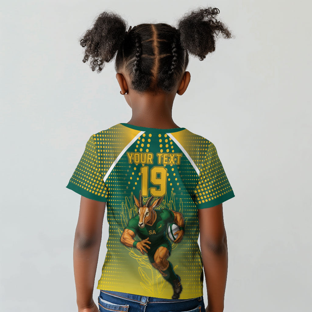 Custom South Africa Rugby Kid T shirt Go Springboks Mascot Champion