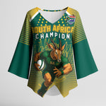 Custom South Africa Rugby Kimono Sleeve Blouse Go Springboks Mascot Champion