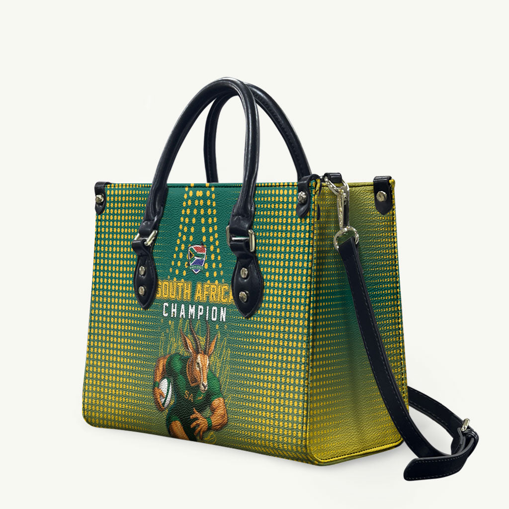 South Africa Rugby Leather Bag Go Springboks Mascot Champion