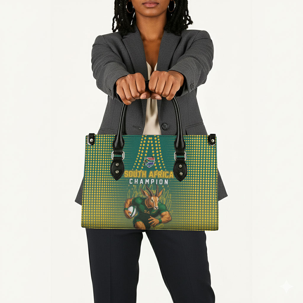 South Africa Rugby Leather Bag Go Springboks Mascot Champion