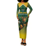 Custom South Africa Rugby Long Sleeve Bodycon Dress Go Springboks Mascot Champion