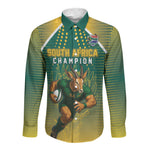 Custom South Africa Rugby Long Sleeve Button Shirt Go Springboks Mascot Champion