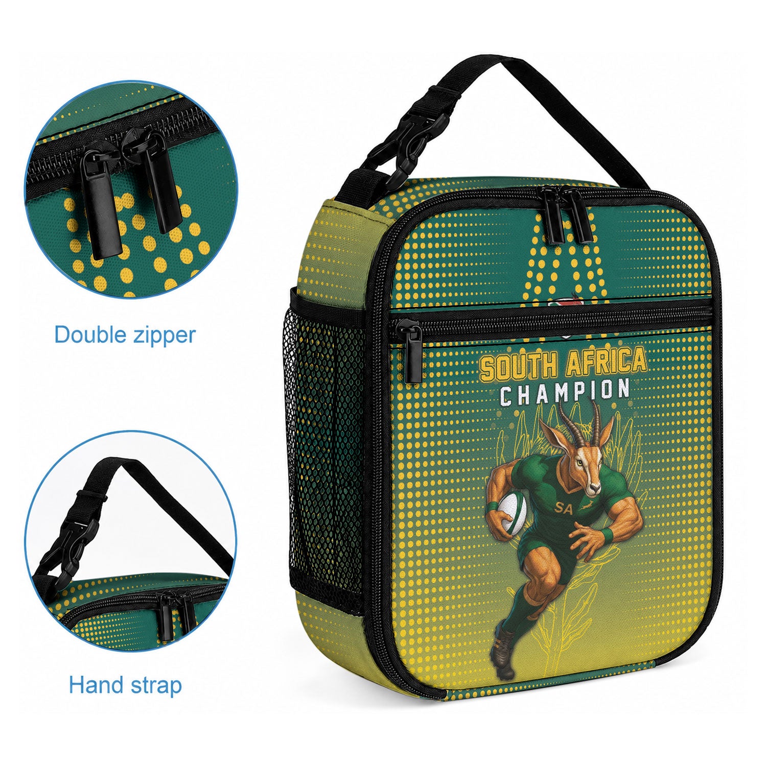 South Africa Rugby Lunch Bag Go Springboks Mascot Champion