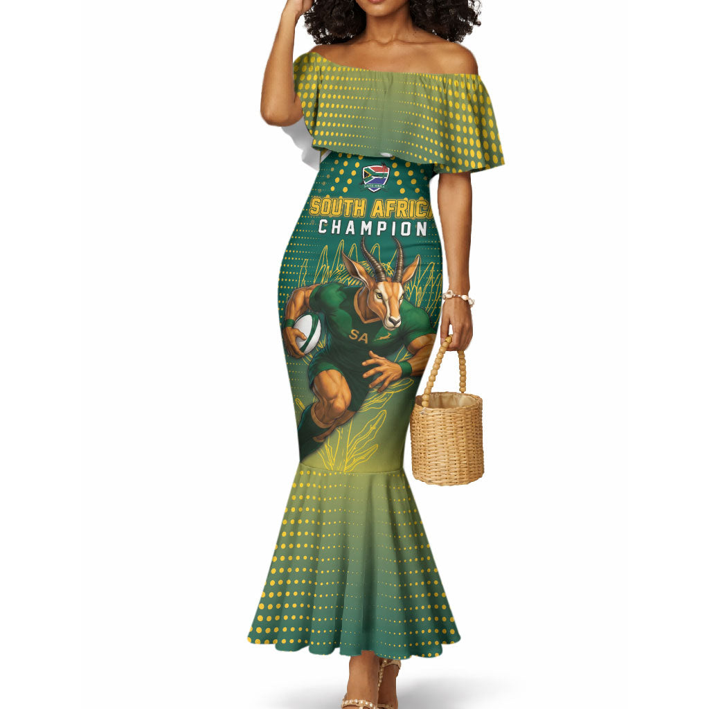 Custom South Africa Rugby Mermaid Dress Go Springboks Mascot Champion