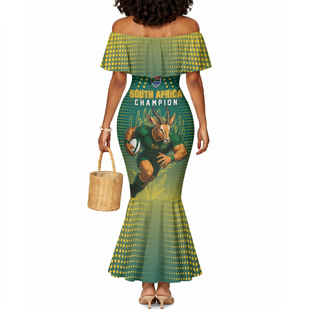 Custom South Africa Rugby Mermaid Dress Go Springboks Mascot Champion