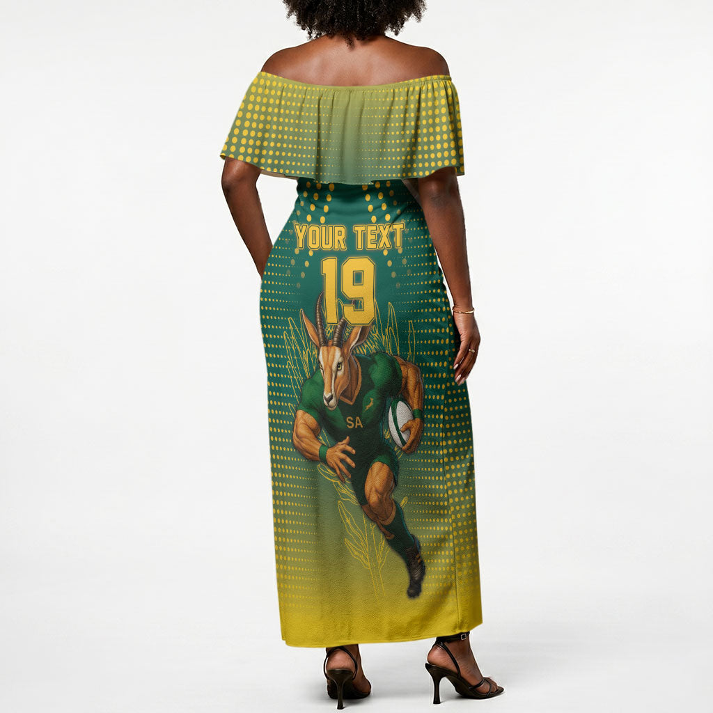 Custom South Africa Rugby Off Shoulder Maxi Dress Go Springboks Mascot Champion