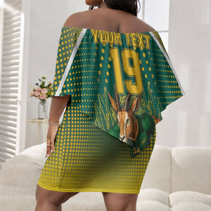 Custom South Africa Rugby Off Shoulder Short Dress Go Springboks Mascot Champion