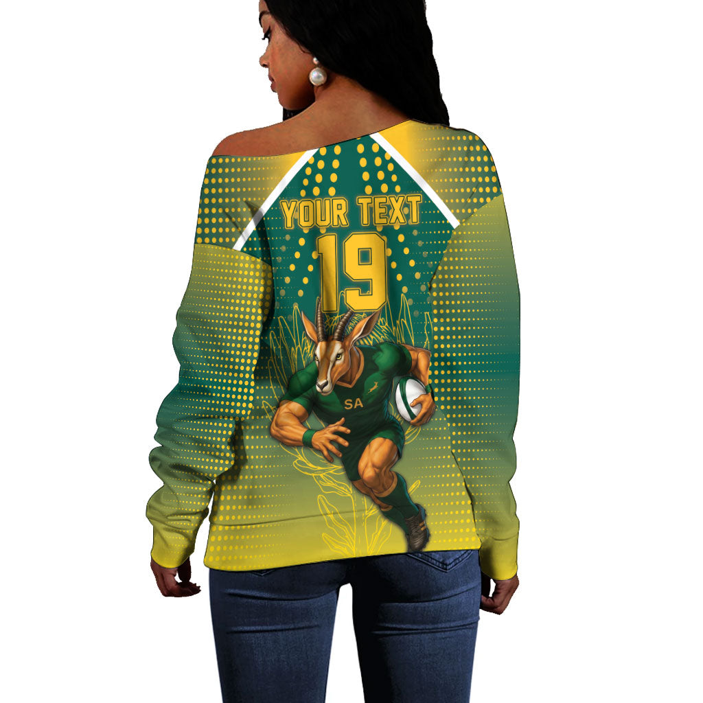 Custom South Africa Rugby Off Shoulder Sweater Go Springboks Mascot Champion