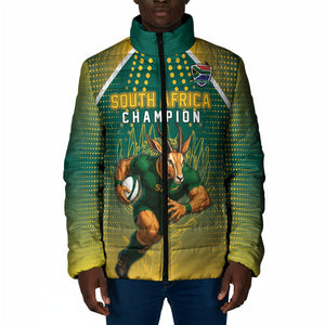 Custom South Africa Rugby Padded Jacket Go Springboks Mascot Champion