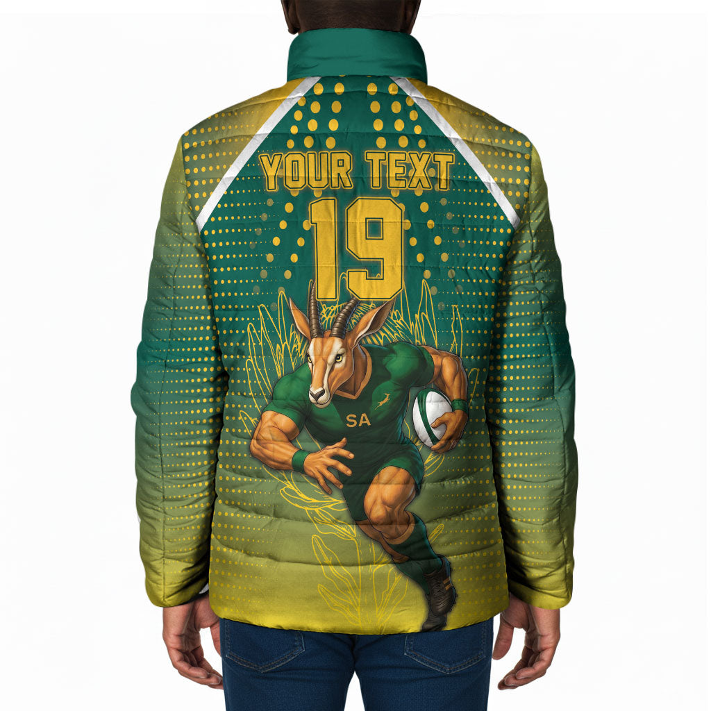 Custom South Africa Rugby Padded Jacket Go Springboks Mascot Champion